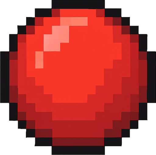 pixel art circle red.
In-Game asset.  2d.  High contrast.  No shadows