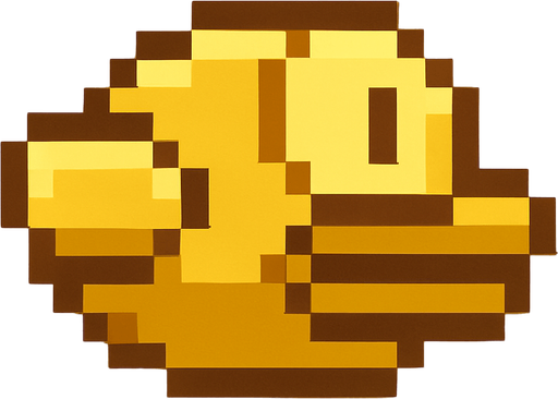 flappy bird gold icon. pixel art style.
In-Game asset.  2d.  High contrast.  No shadows