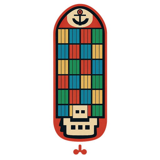 Long Cargo ship top down.
In-Game asset.  2d.  High contrast.  No shadows
