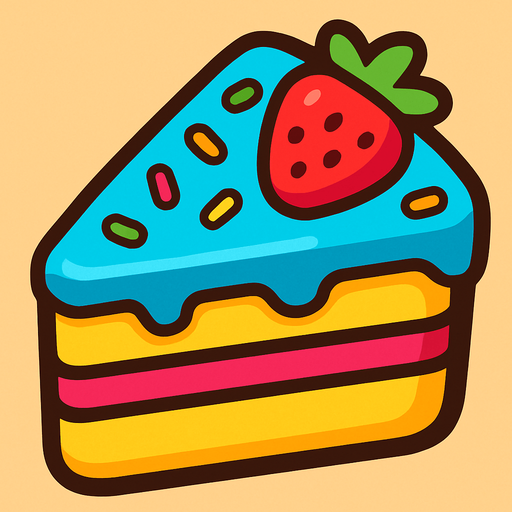 a slice cake top view for kids.
In-Game asset.  2d.  High contrast.  No shadows