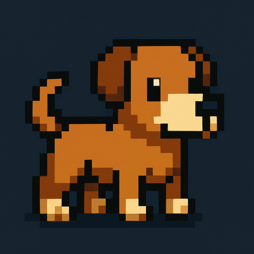 pixel art dog.
In-Game asset.  2d.  High contrast.  No shadows