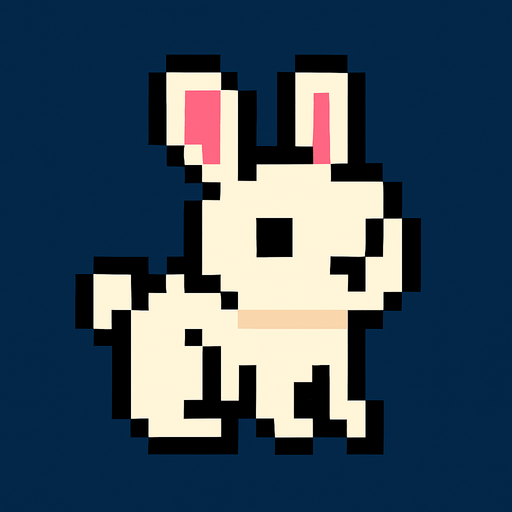 rabbit pixel.
In-Game asset.  2d.  High contrast.  No shadows