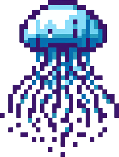 2d 16 bit classic image jellyfish.
Single Game Texture.  In-Game asset.  2d.  Blank background.  High contrast.  No shadows