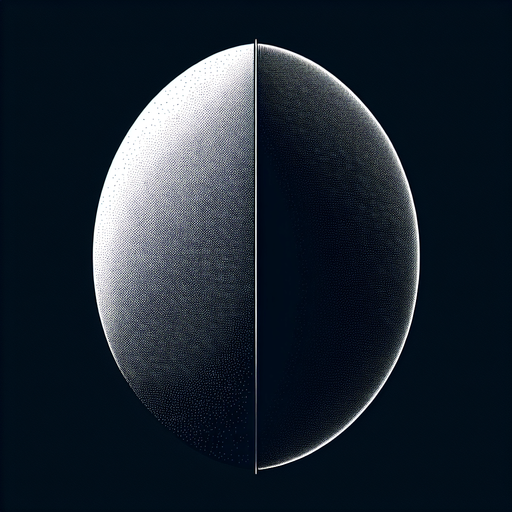 Elongated elipse with black top half and white bottom half.