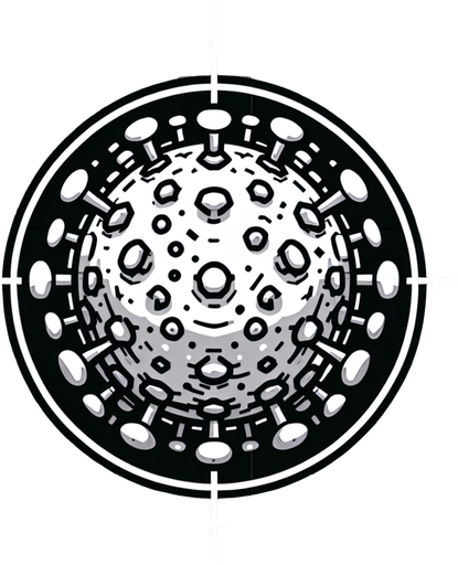 corona virus.
Single Game Texture.  In-Game asset.  2d.  Blank background.  High contrast.  No shadows