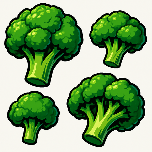Pack of different broccoli.
In-Game asset.  High contrast.  No shadows. 3D