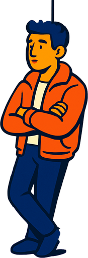 a man waiting outside.
In-Game asset.  2d.  High contrast.  No shadows