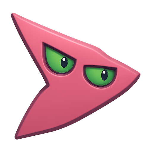 Pink and green enemy. No background. Transparent background. Blank background. No shadows. 3d. In-Game asset. flat