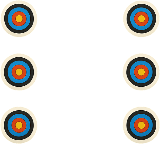 Haz el cesped del medio de un verde mas amarillo. añade dianas de tiro a las lados sobre los arbustos dos de cada lado.