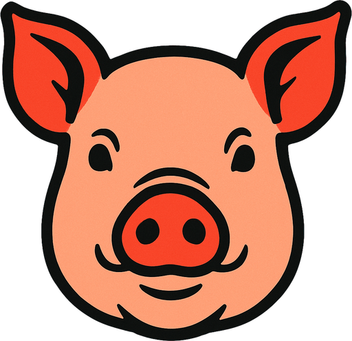 A pig's face.
High contrast.  No shadows