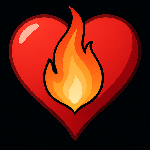 Just the heart from this picture with a flame in the cent t of it.