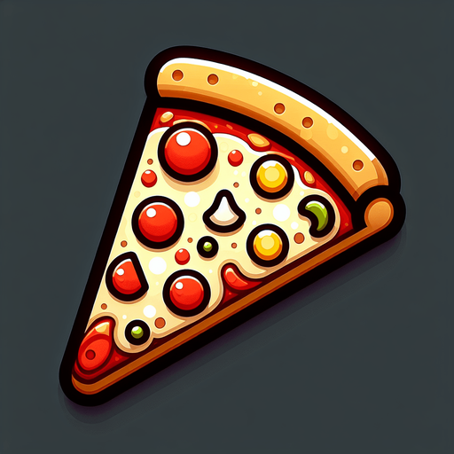 Pizza slic
Single Game Texture. In-Game asset. 2d. Blank background. High contrast. No shadows.