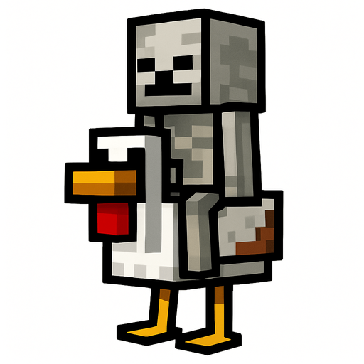 minecraft chiken jokey.
In-Game asset.  2d.  High contrast.  No shadows