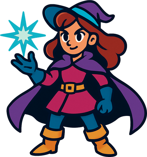 Estella la dresseuse de pouvoirs.
In-Game asset.  2d.  High contrast.  No shadows