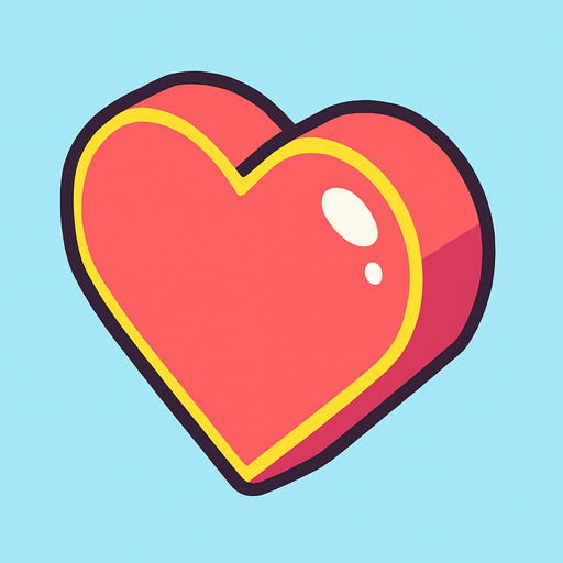 a delicious looking isometric heart icon drawn as a 2D illustration for a cute mobile game.
In-Game asset.  2d.  High contrast.  No shadows.
In-Game asset.  2d.  High contrast.  No shadows