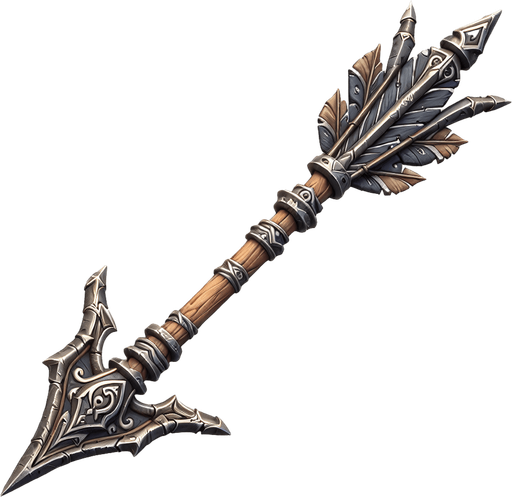 Warcraft 3 image of a medieval arrow..
Single Game Texture. In-Game asset. 2d. Blank background. High contrast. No shadows.