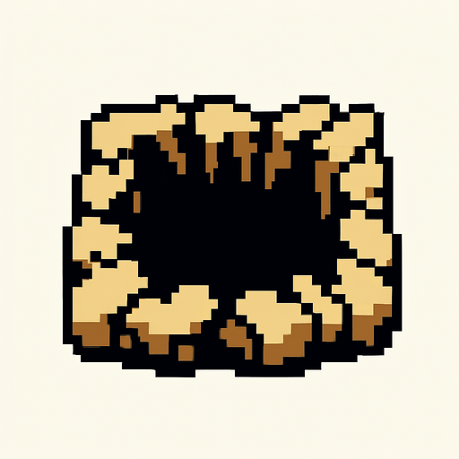 Make a 8 bit broken pit.
In-Game asset.  2d.  High contrast.  No shadows