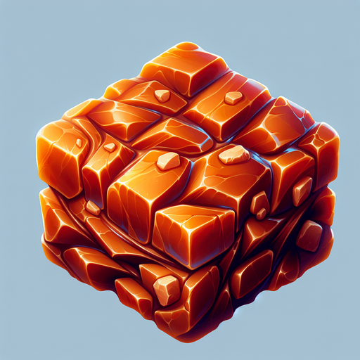 Toffee.
Single Game Texture. In-Game asset. 2d. Blank background. High contrast. No shadows.