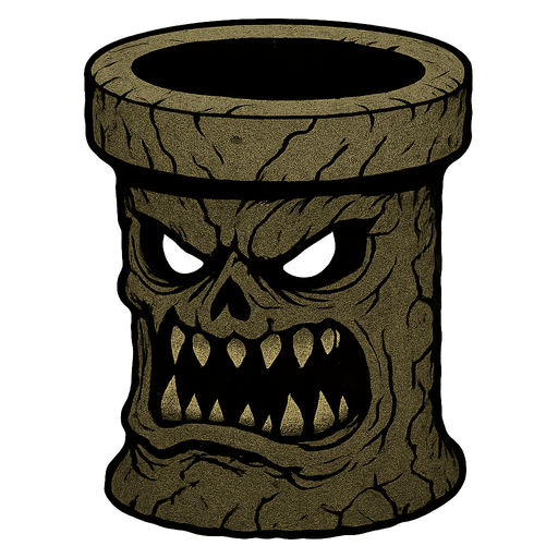 marios pipe but evil and old.
In-Game asset.  2d.  High contrast.  No shadows