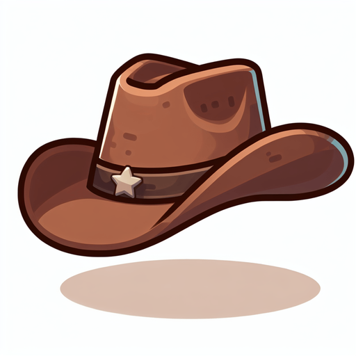 A cowboy hat.  Full side profile. Cartoon..
Single Game Texture.  In-Game asset.  2d.  Blank background.  High contrast.  No shadows
