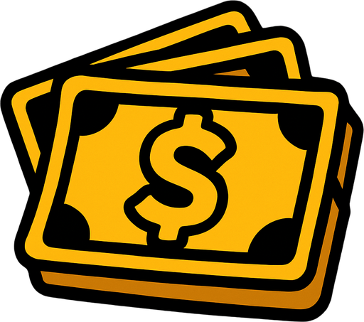 money icon.
In-Game asset.  2d.  High contrast.  No shadows