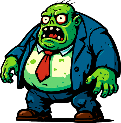 boss zombie şişko.
In-Game asset.  2d.  High contrast.  No shadows