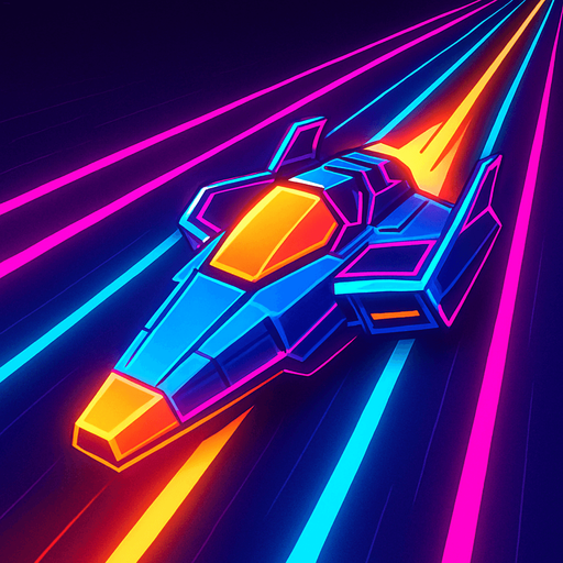 synthwave bright neon glow audiosurf or f-zero like ship
In-Game asset.  2d.  High contrast.  No shadows