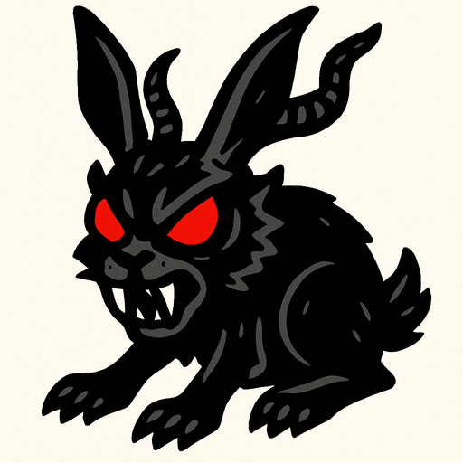 demon rabbit with red eyes.
In-Game asset.  2d.  High contrast.  No shadows