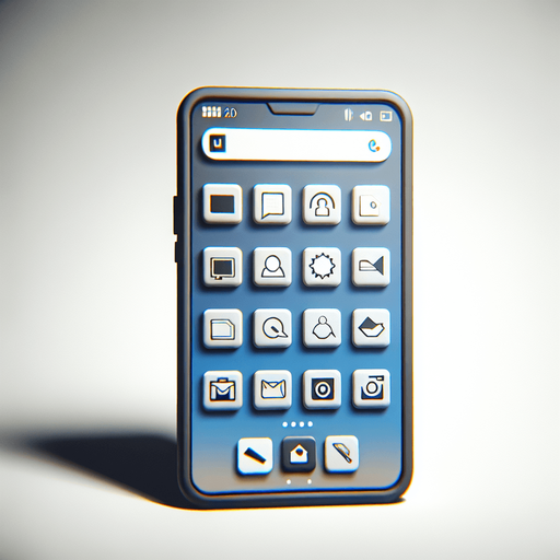 Телефон с приложениями.
Single Game Texture. In-Game asset. 2d. Blank background. High contrast. No shadows.