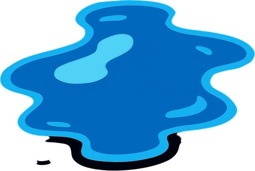 puddle of water.
In-Game asset.  2d.  High contrast.  No shadows