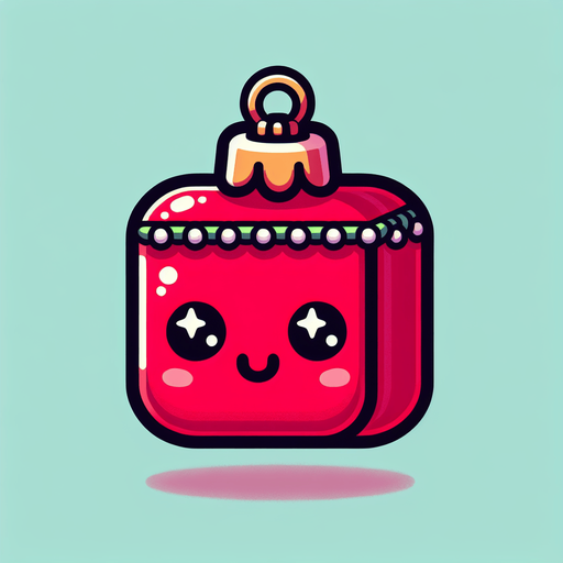 Perfectly square red Christmas decoration. Cartoon. Cute art style