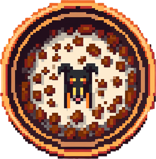Directly overhead, plumb view of a dog poop.
Zenith view, directly overhead, plumb view. NOT PERSPECTIVE! . Pixel art