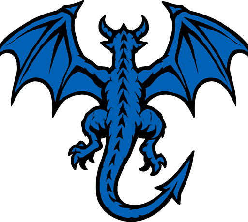 blue flyng wyvern dragon back view.
In-Game asset.  2d.  High contrast.  No shadows