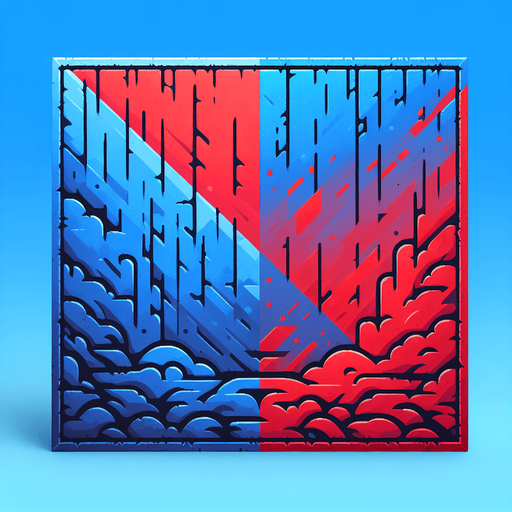 background red and blu.
Single Game Texture.  In-Game asset.  2d.  Blank background.  High contrast.  No shadows