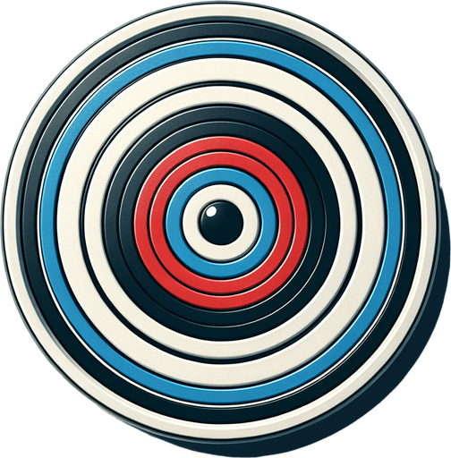 Is a top-down circular image, ideally 60–70 pixels in diameter.

Has a realistic or slightly stylized design (classic carrom striker look).

Has a white outer ring, with either a red, blue, or black inner design..
Single Game Texture.  In-Game asset.  2d.  Blank background.  High contrast.  No shadows