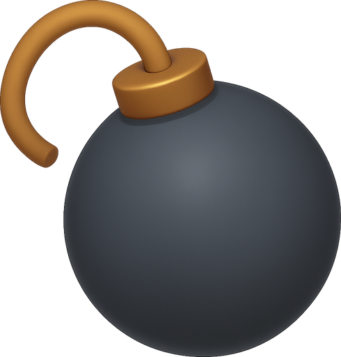 Bomb. No background. Transparent background. Blank background. No shadows. 3d. In-Game asset. flat