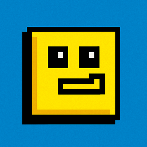 Pixel Geometri dash cube.
In-Game asset.  2d.  High contrast.  No shadows. Pixel