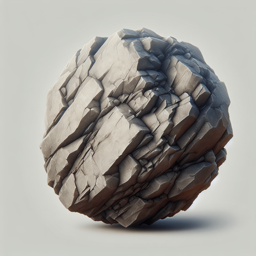 single rock.
Single Game Texture.  In-Game asset.  2d.  Blank background.  High contrast.  No shadows