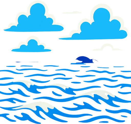 Mavi renk deniz manzarası.
In-Game asset.  2d.  High contrast.  No shadows