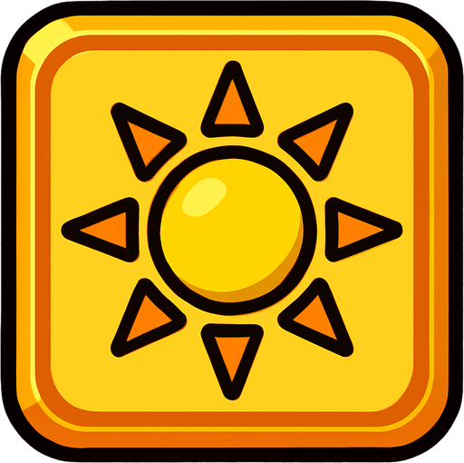 Sun button.
In-Game asset.  2d.  High contrast.  No shadows