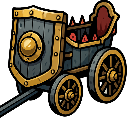 Kalkanlı Savaş Arabası.
In-Game asset.  2d.  High contrast.  No shadows