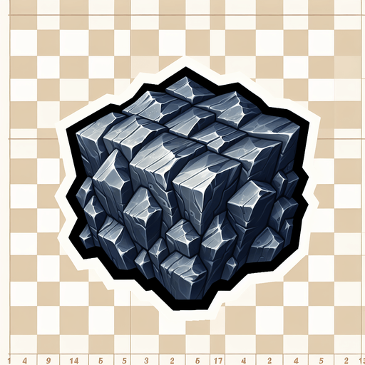 One rare ore.
Single Game Texture. In-Game asset. 2d. Blank background. High contrast. No shadows.