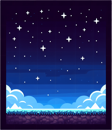 background of a sky at night, some stars Single Game Texture. In-Game asset. 2d. Blank background. High contrast. No shadows.