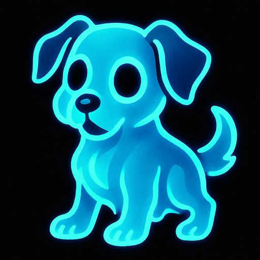 Chiot fantôme (animal).
In-Game asset.  2d.  High contrast.  No shadows