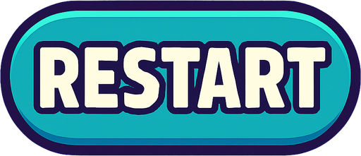 Boton de juego que diga "RESTART".
In-Game asset.  2d.  High contrast.  No shadows