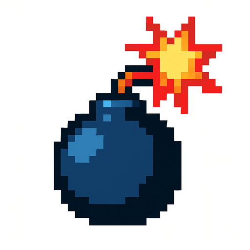 Bomba pixel.
In-Game asset.  2d.  High contrast.  No shadows