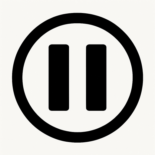 Pause icon in circle white.
In-Game asset.  2d.  High contrast.  No shadows