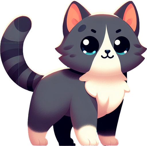 cat.
Single Game Texture. In-Game asset. 2d. Blank background. High contrast. No shadows.