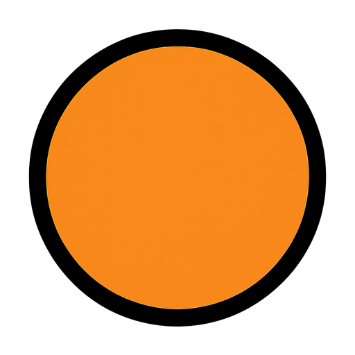 Bola con contorno negro.
In-Game asset.  2d.  High contrast.  No shadows