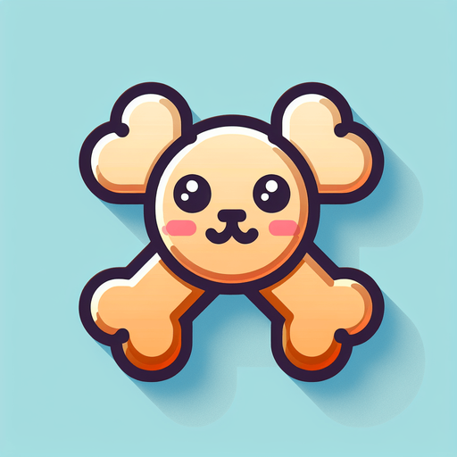 a cute looking dog toy shaped like a bone..
Single Game Texture. In-Game asset. 2d. Blank background. High contrast. No shadows.